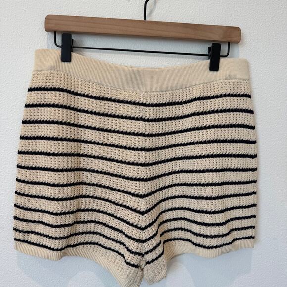 Rag & Bone Viola Stripe Sweater Knit Shorts Cream Black Nautical NEW Medium - Picture 4 of 12